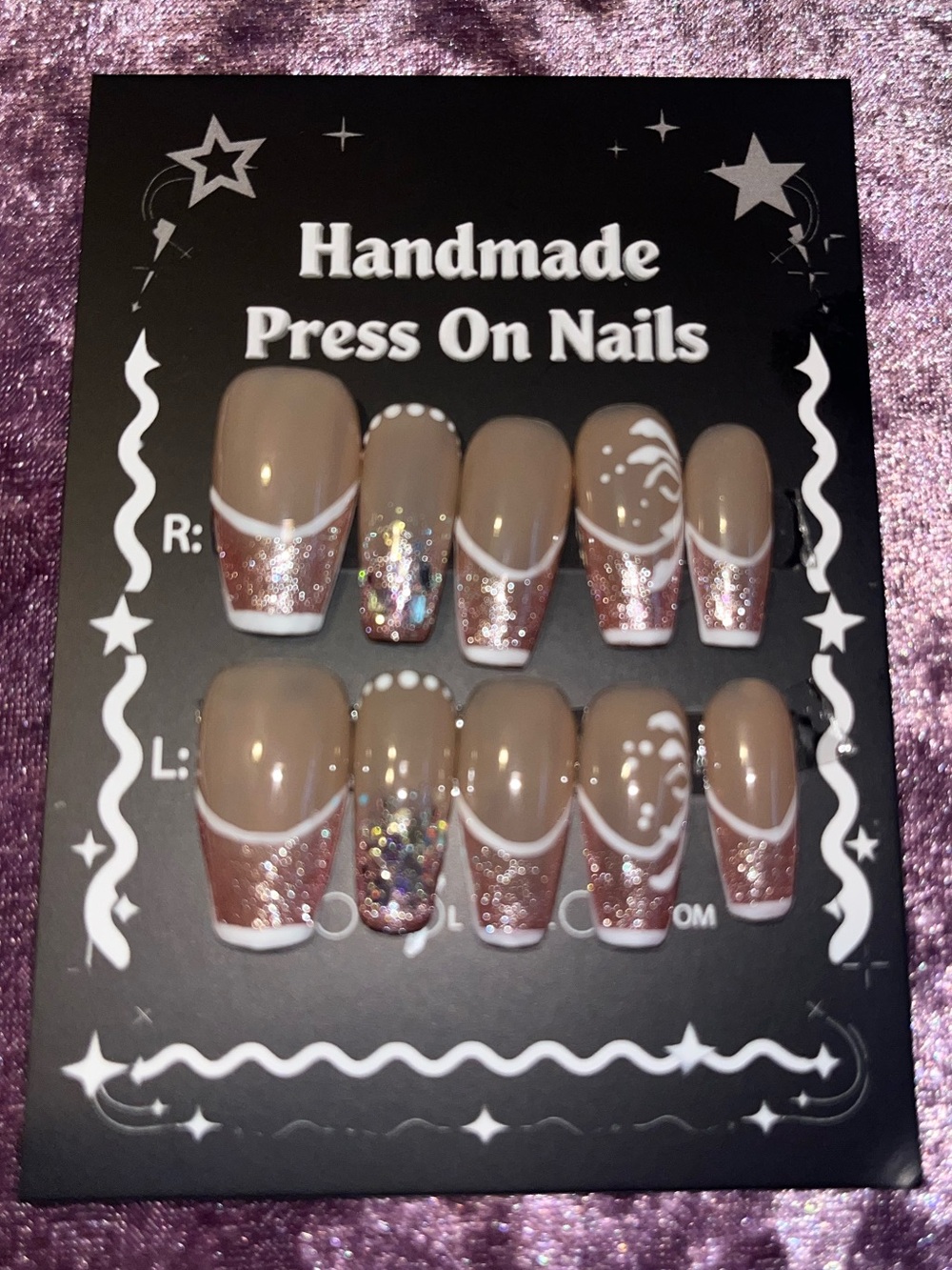 Handmade Nude Pink Glitter Press-On Nails -